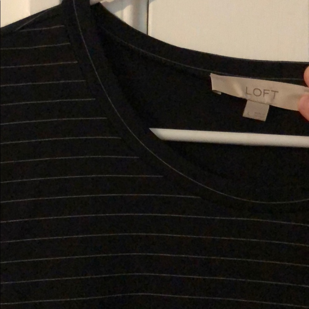 Loft Black Dress with White Stripes